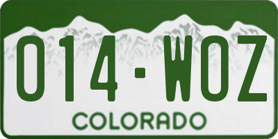 CO license plate 014WOZ