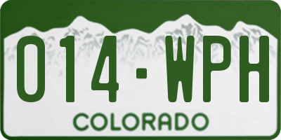CO license plate 014WPH