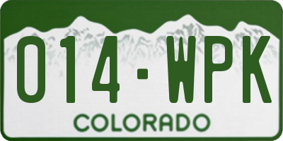 CO license plate 014WPK