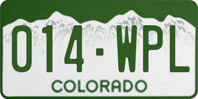 CO license plate 014WPL
