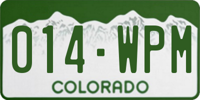 CO license plate 014WPM