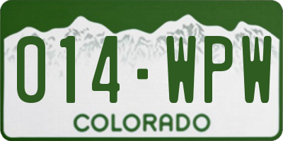 CO license plate 014WPW