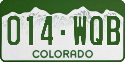 CO license plate 014WQB