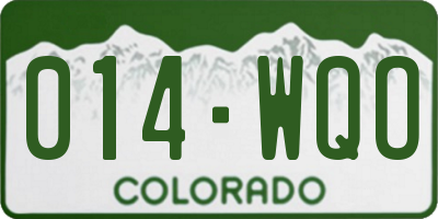 CO license plate 014WQO