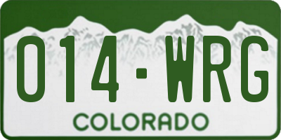 CO license plate 014WRG