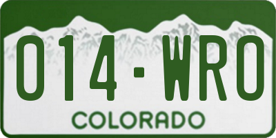 CO license plate 014WRO