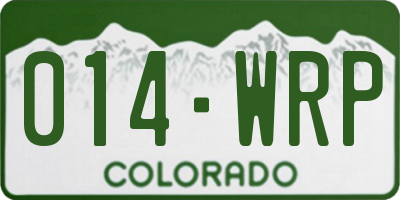 CO license plate 014WRP