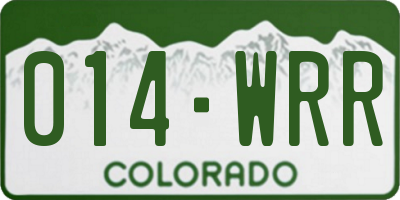 CO license plate 014WRR