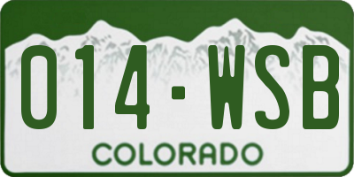 CO license plate 014WSB