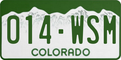 CO license plate 014WSM