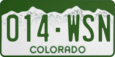 CO license plate 014WSN