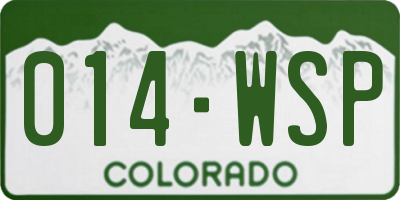 CO license plate 014WSP