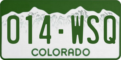 CO license plate 014WSQ