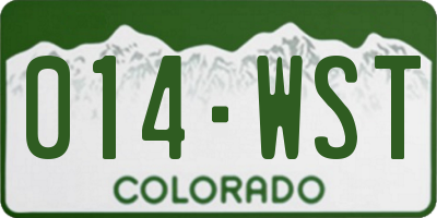 CO license plate 014WST