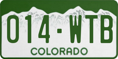 CO license plate 014WTB