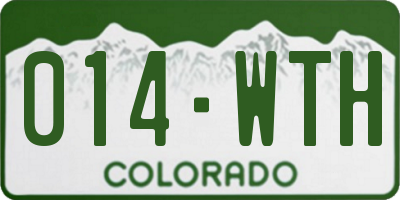 CO license plate 014WTH