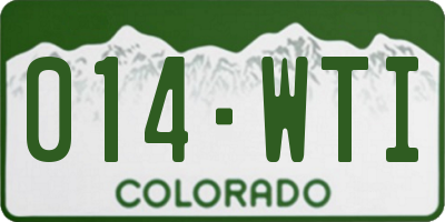 CO license plate 014WTI
