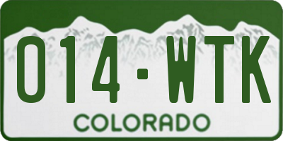 CO license plate 014WTK