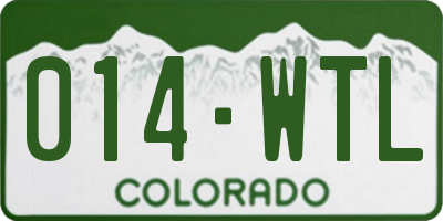CO license plate 014WTL