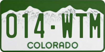CO license plate 014WTM
