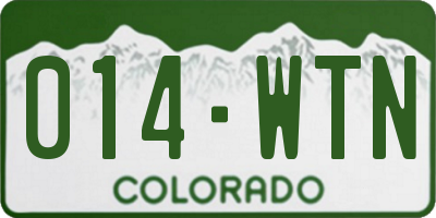 CO license plate 014WTN