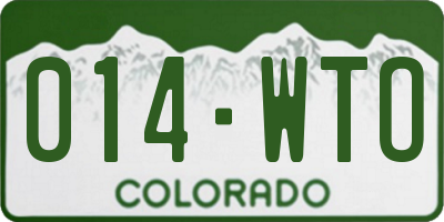 CO license plate 014WTO