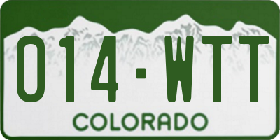 CO license plate 014WTT