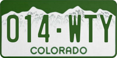 CO license plate 014WTY