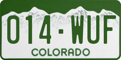 CO license plate 014WUF
