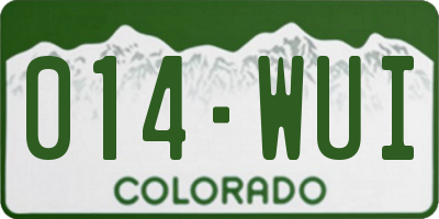 CO license plate 014WUI