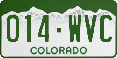 CO license plate 014WVC