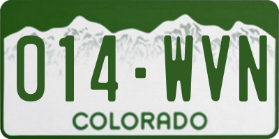 CO license plate 014WVN