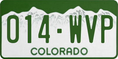 CO license plate 014WVP