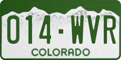 CO license plate 014WVR