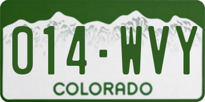 CO license plate 014WVY