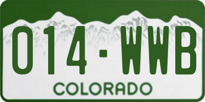 CO license plate 014WWB