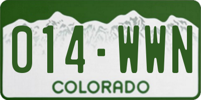 CO license plate 014WWN
