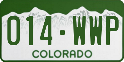 CO license plate 014WWP
