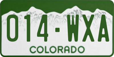CO license plate 014WXA