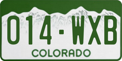 CO license plate 014WXB