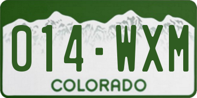 CO license plate 014WXM