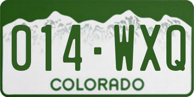 CO license plate 014WXQ