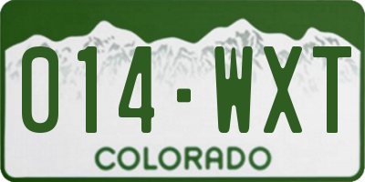 CO license plate 014WXT