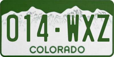 CO license plate 014WXZ