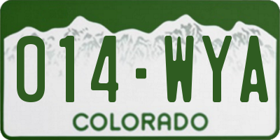 CO license plate 014WYA