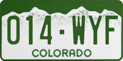 CO license plate 014WYF