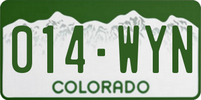 CO license plate 014WYN