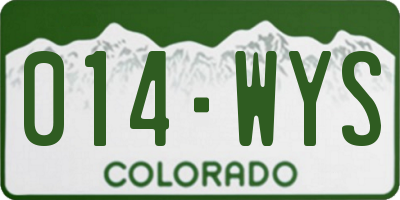 CO license plate 014WYS