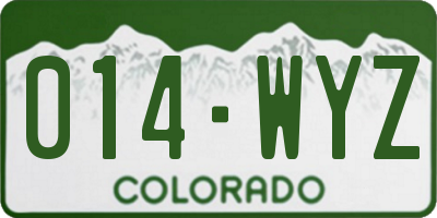 CO license plate 014WYZ
