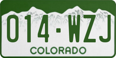 CO license plate 014WZJ